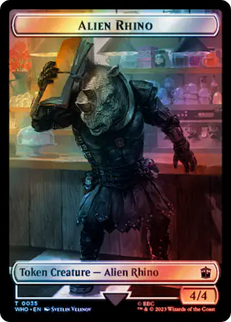 Alien Rhino // Food (0059) Double-Sided Token (Surge Foil) [Doctor Who Tokens] | Silver Goblin