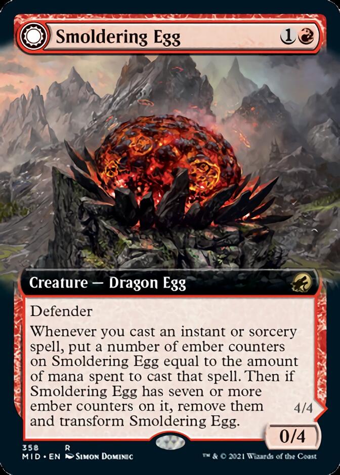 Smoldering Egg // Ashmouth Dragon (Extended Art) [Innistrad: Midnight Hunt] | Silver Goblin