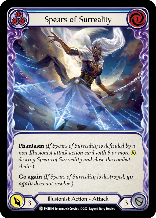 Spears of Surreality (Blue) [MON103-RF] (Monarch)  1st Edition Rainbow Foil | Silver Goblin