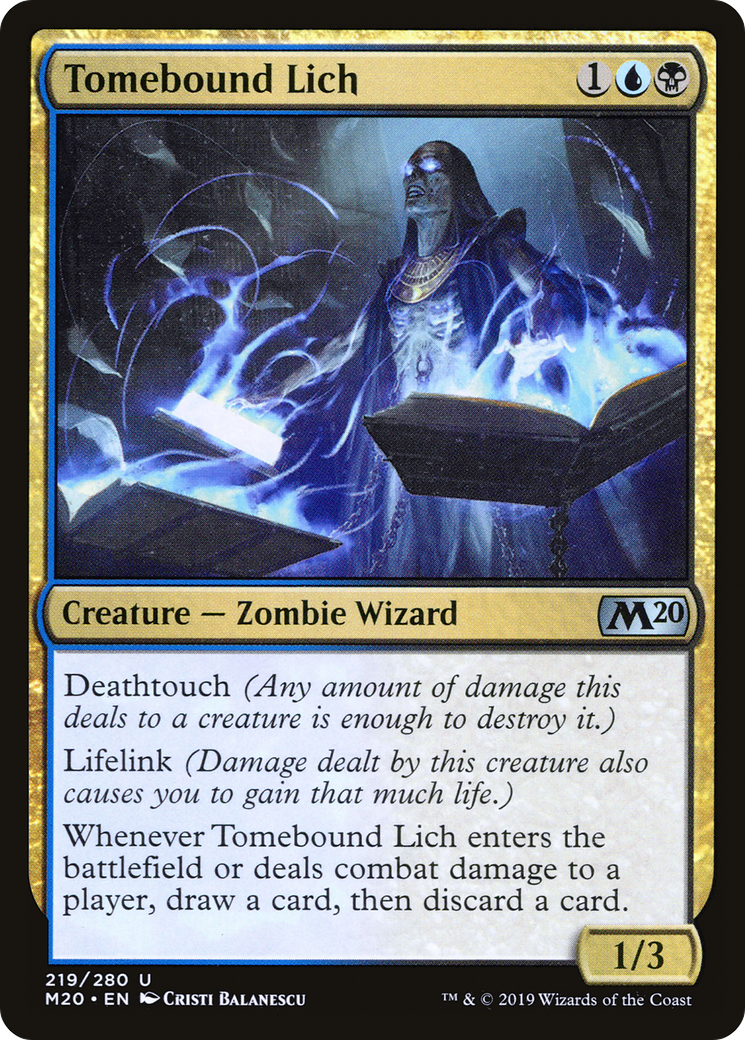 Tomebound Lich (219) Foil - Core Set 2020