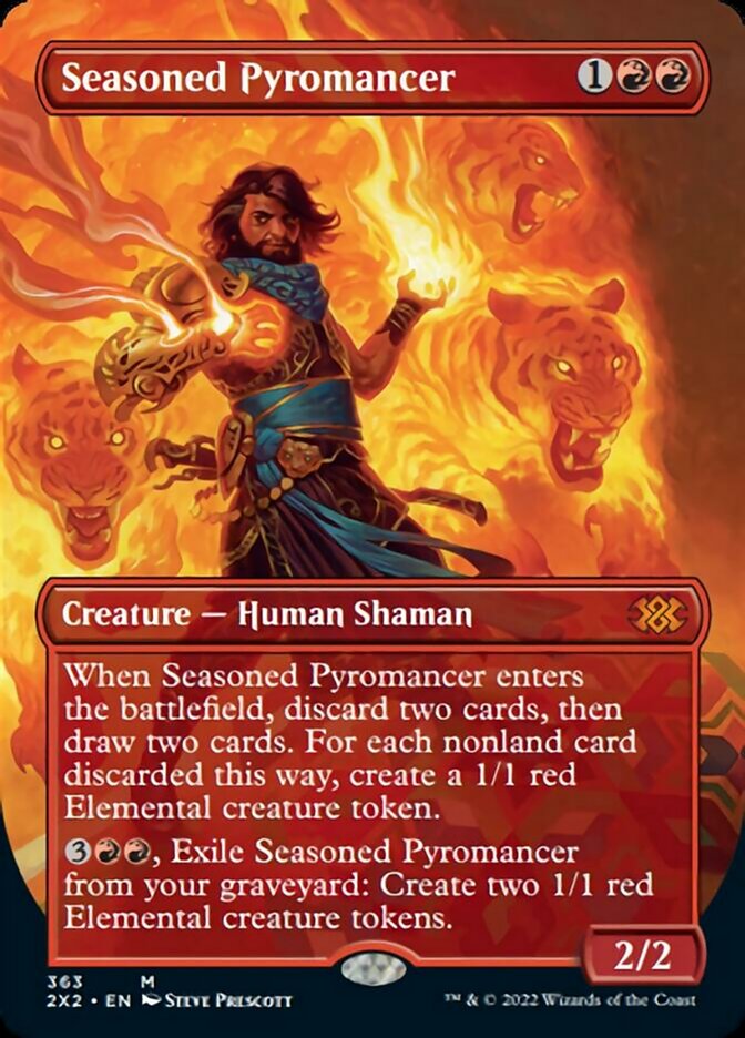 Seasoned Pyromancer (Borderless Alternate Art) [Double Masters 2022] | Silver Goblin