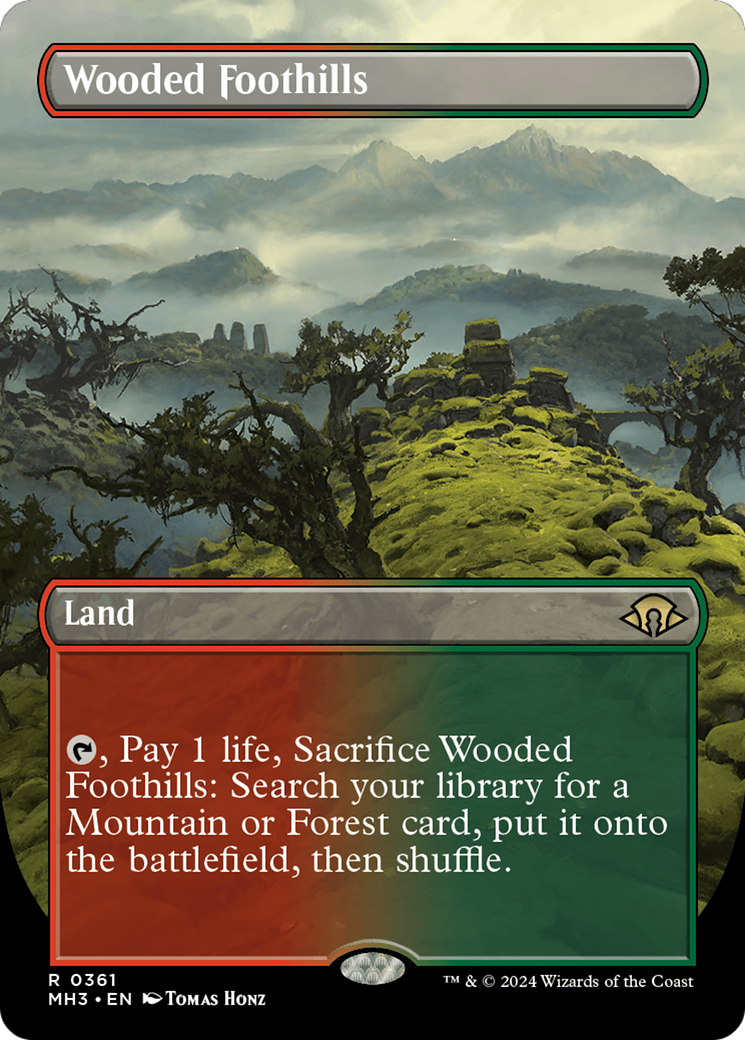 Wooded Foothills (Borderless) [Modern Horizons 3] | Silver Goblin