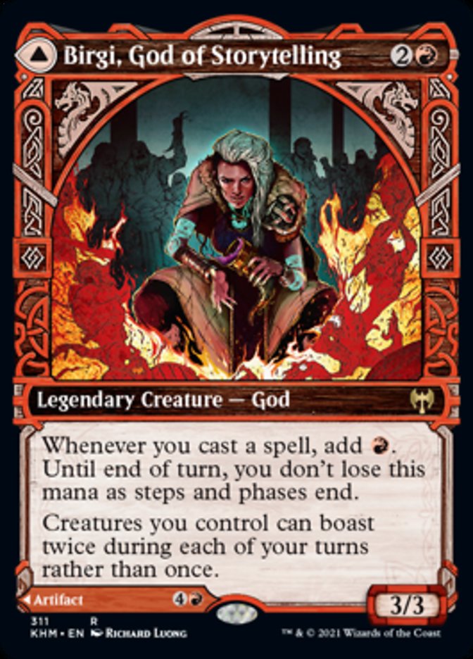 Birgi, God of Storytelling // Harnfel, Horn of Bounty (Showcase) (311) Foil - Kaldheim
