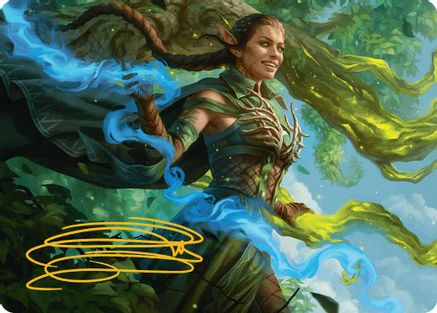 Nissa, Worldsoul Speaker Art Card (Gold-Stamped Signature) (031) - Art Series: Aetherdrift | Silver Goblin