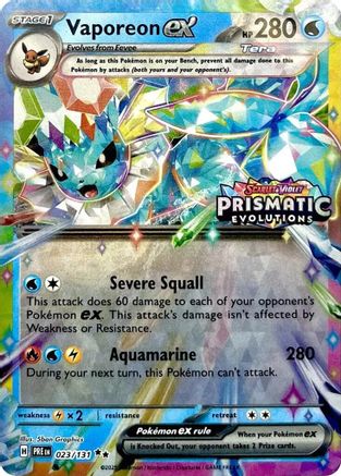 Vaporeon ex - 023/131 (Prismatic Evolutions Stamp) (23) Holofoil  - Miscellaneous Cards & Products | Silver Goblin