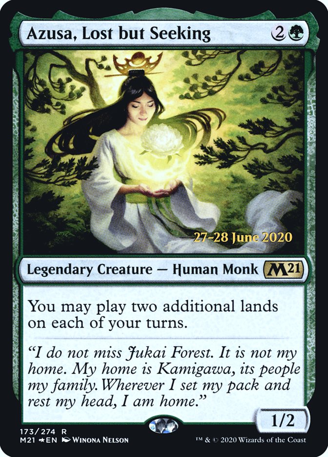 Azusa, Lost but Seeking [Core Set 2021 Prerelease Promos] | Silver Goblin