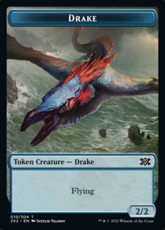 Drake // Treasure Double-Sided Token [Double Masters 2022 Tokens] | Silver Goblin