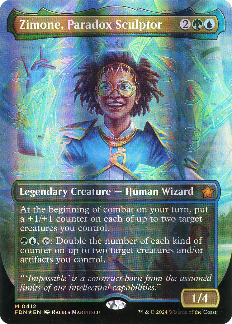 Zimone, Paradox Sculptor (Borderless) (Mana Foil) [Foundations] | Silver Goblin