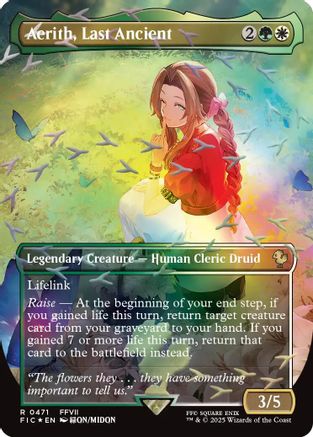 Aerith, Last Ancient (Borderless) (Chocobo Track Foil) (471) Foil - Commander: FINAL FANTASY