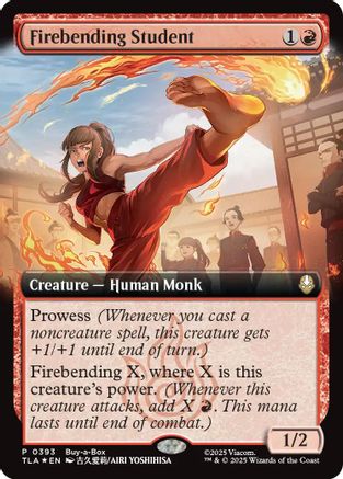 Firebending Student (Extended Art) (393) Foil - Buy-A-Box Promos