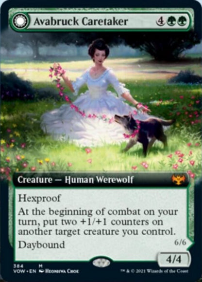 Avabruck Caretaker // Hollowhenge Huntmaster (Extended Art) (384) Foil - Innistrad: Crimson Vow
