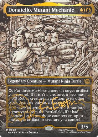 Donatello, Mutant Mechanic (Borderless) (Gold-Stamped Signature) (302) Foil - Teenage Mutant Ninja Turtles