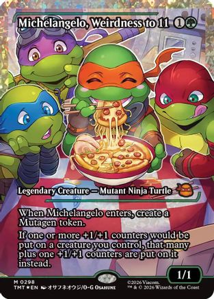 Michelangelo, Weirdness to 11 (Showcase) (Fracture Foil) (298) Foil - Teenage Mutant Ninja Turtles