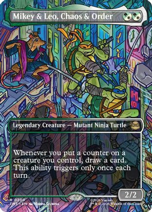 Mikey & Leo, Chaos & Order (Borderless) (200) Foil - Teenage Mutant Ninja Turtles