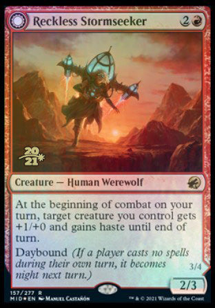 Reckless Stormseeker // Storm-Charged Slasher (157s) Foil - Innistrad: Midnight Hunt Promos