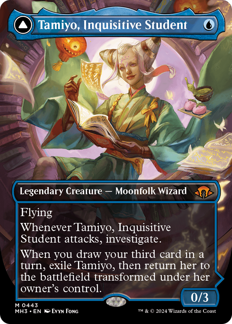 Tamiyo, Inquisitive Student // Tamiyo, Seasoned Scholar (Borderless) [Modern Horizons 3] | Silver Goblin