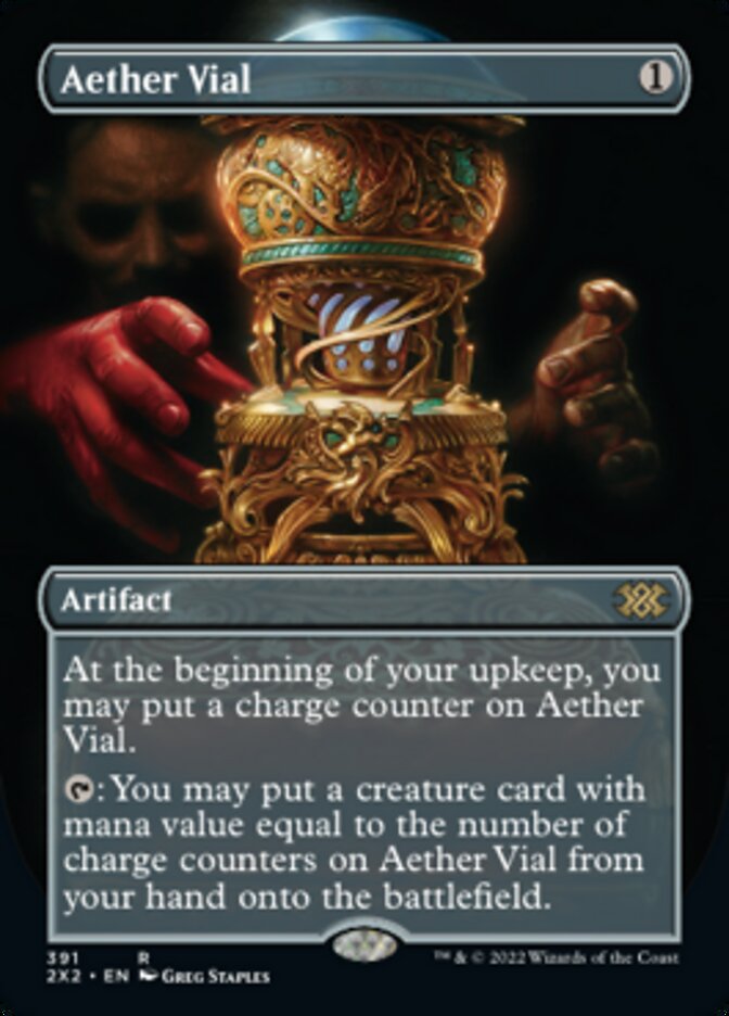 Aether Vial (Borderless Alternate Art) [Double Masters 2022] | Silver Goblin