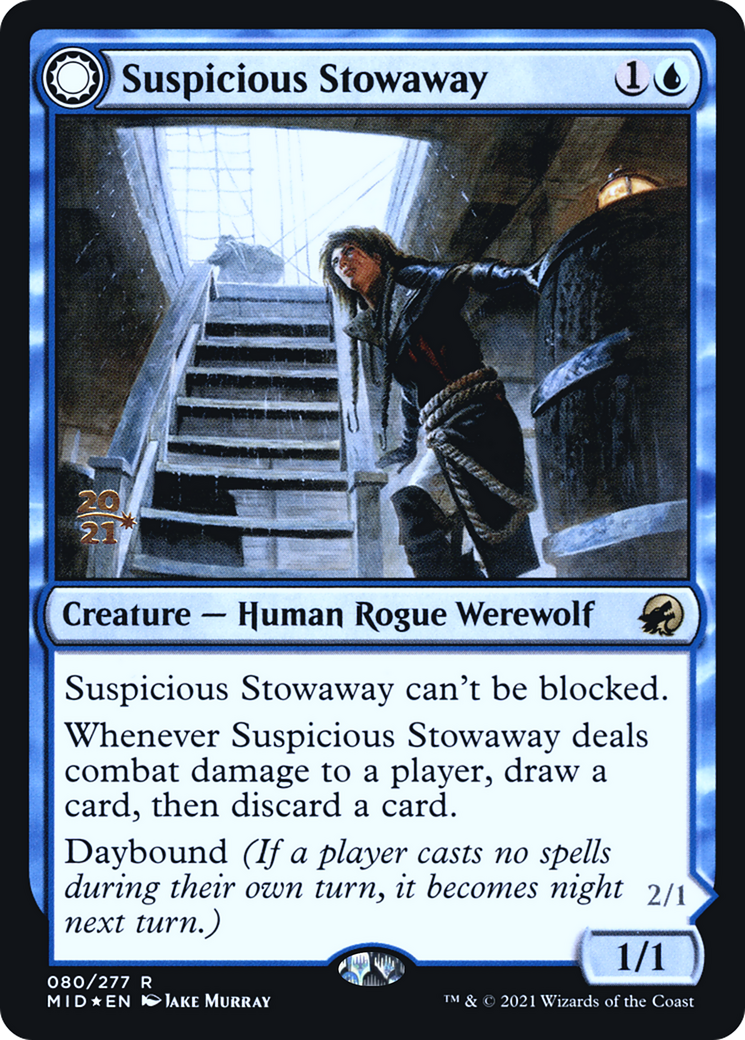 Suspicious Stowaway // Seafaring Werewolf (80s) Foil - Innistrad: Midnight Hunt Promos