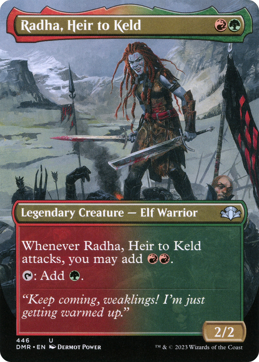 Radha, Heir to Keld (Borderless Alternate Art) [Dominaria Remastered] Foil