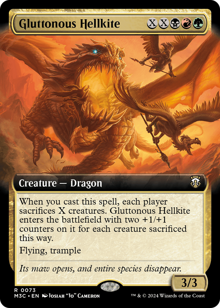 Gluttonous Hellkite (Extended Art) (Ripple Foil) [Modern Horizons 3 Commander] | Silver Goblin