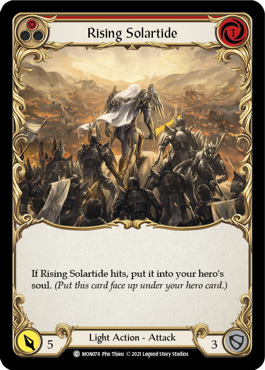 Rising Solartide (Red) [MON078-RF] (Monarch)  1st Edition Rainbow Foil | Silver Goblin