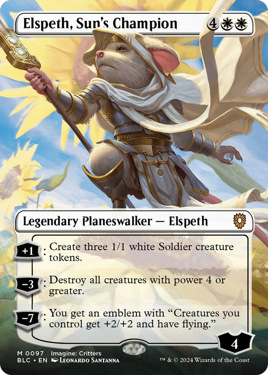 Elspeth, Sun's Champion (Borderless) [Bloomburrow Commander] Foil