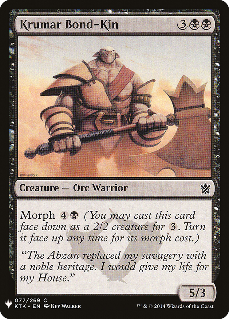 Krumar Bond-Kin (KTK-77) - The List