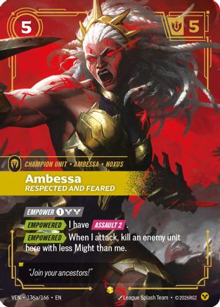 Ambessa – Respected and Feared (Alternate Art) (136a) Foil - Vendetta