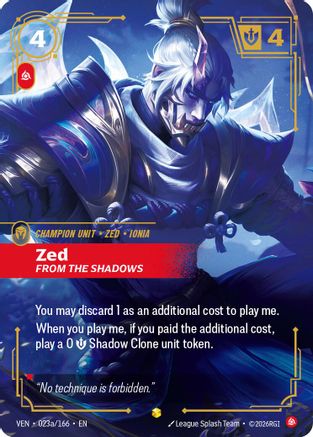 Zed – From the Shadows (Alternate Art) (023a) Foil - Vendetta