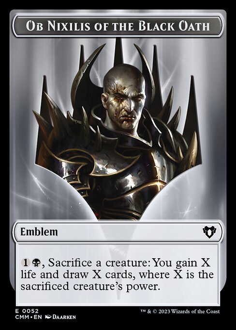 Soldier // Emblem - Ob Nixilis of the Black Oath Double-Sided Token [Commander Masters Tokens] | Silver Goblin