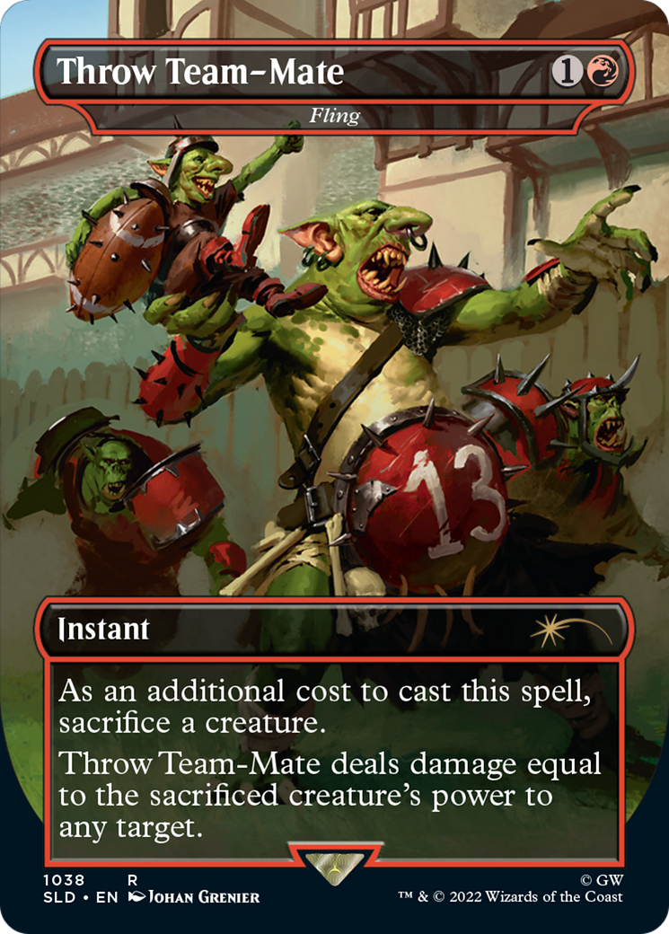 Throw Team-Mate – Fling (Borderless) (1038) - Secret Lair Drop
