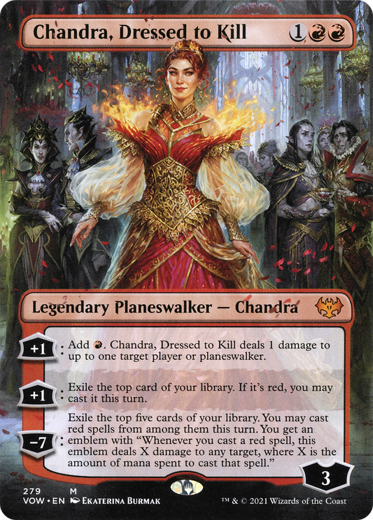 Chandra, Dressed to Kill (Borderless) [Innistrad: Crimson Vow] Foil