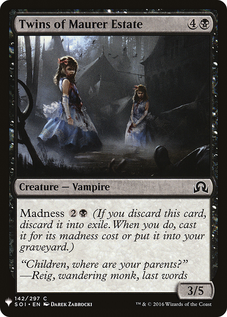 Twins of Maurer Estate (SOI-142) - The List