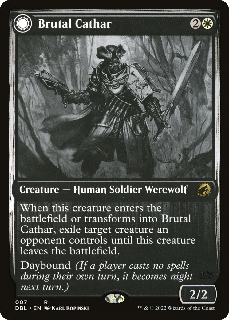 Brutal Cathar // Moonrage Brute (007) Foil - Innistrad: Double Feature