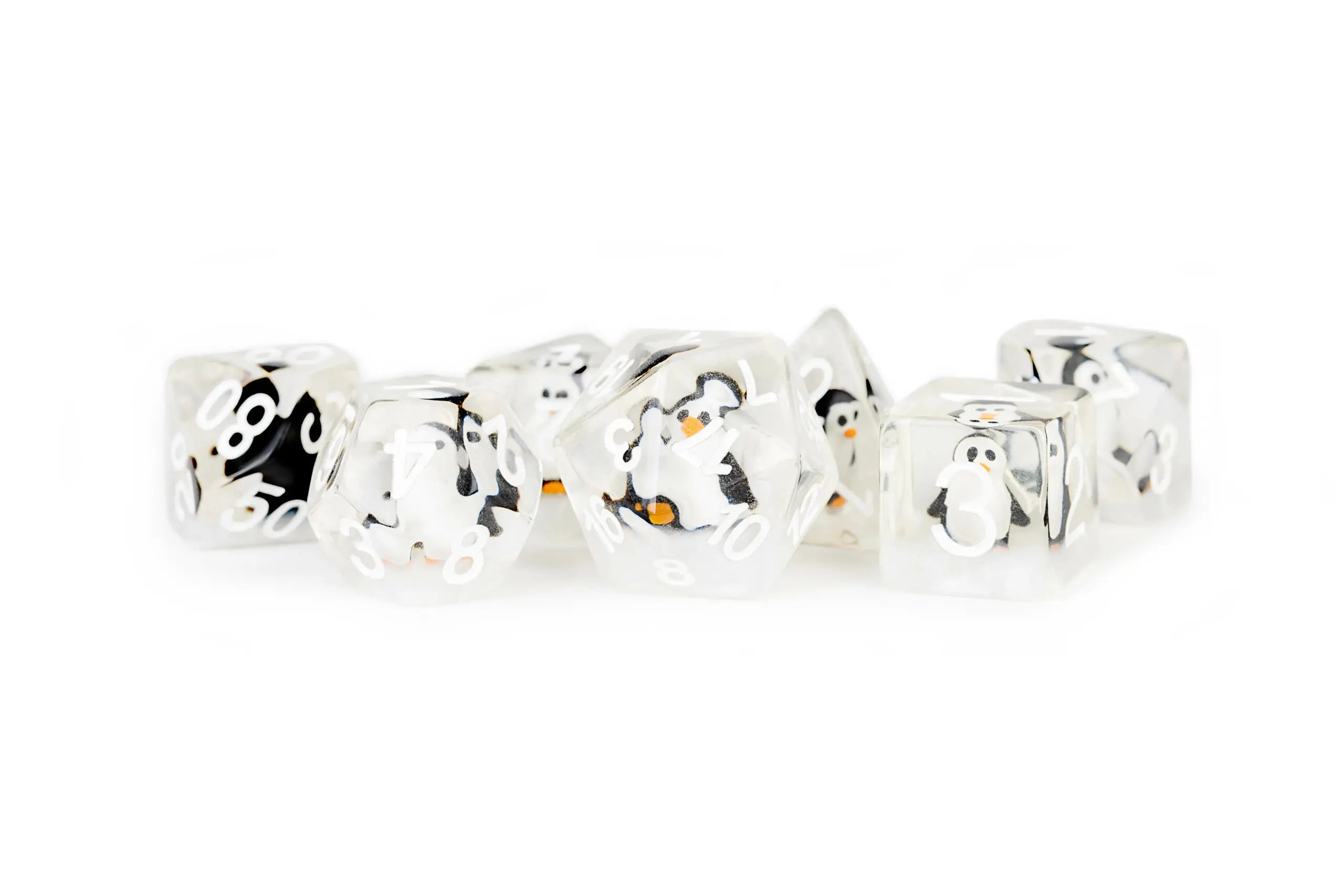 Fanroll Penguin Resin Poly Dice Set | Silver Goblin