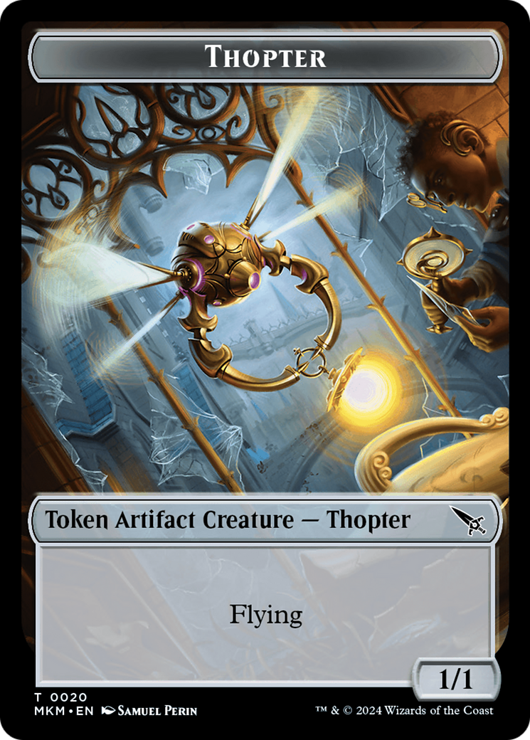 Thopter (0020) // Clue (0016) Double-Sided Token [Murders at Karlov Manor Tokens] | Silver Goblin