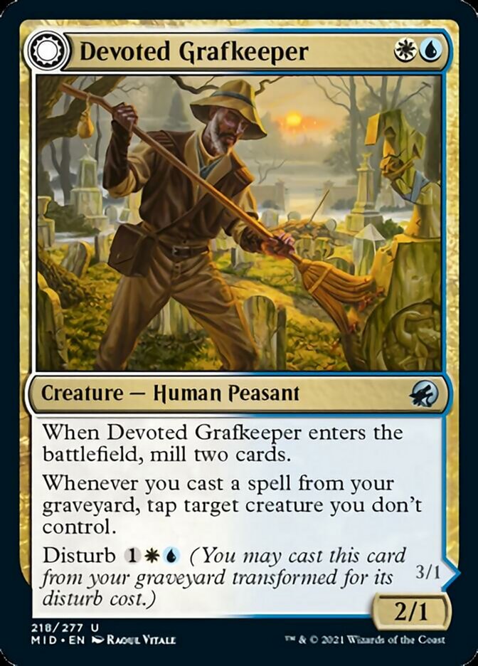 Devoted Grafkeeper // Departed Soulkeeper (218) Foil - Innistrad: Midnight Hunt