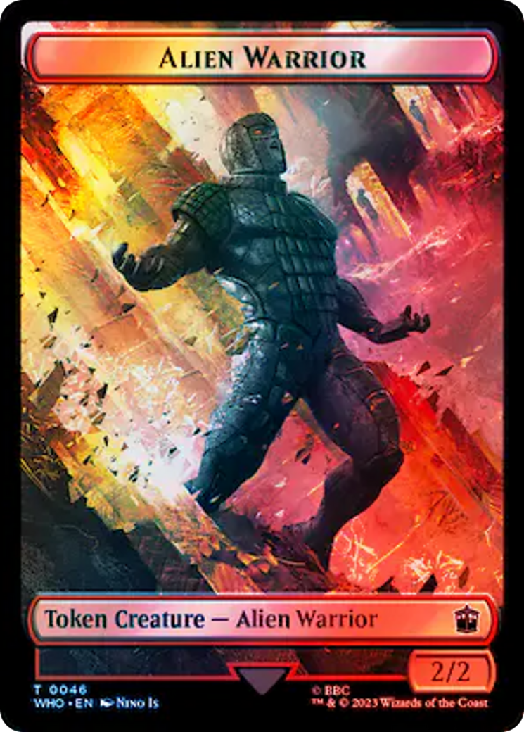 Dalek // Alien Warrior Double-Sided Token (Surge Foil) [Doctor Who Tokens] | Silver Goblin