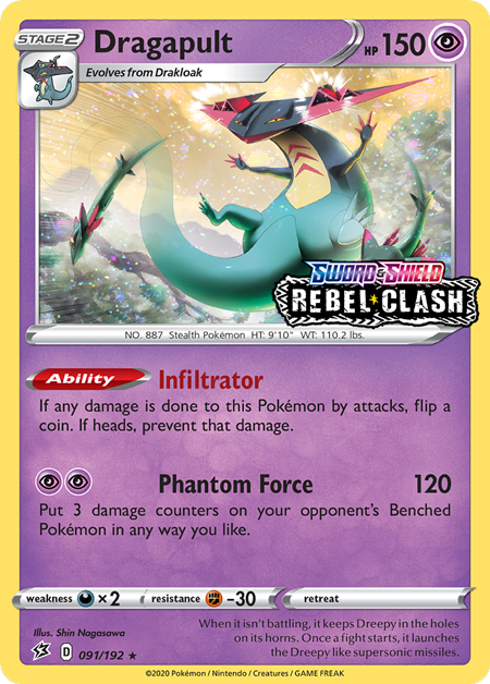 Dragapult (091/192) (Rebel Clash Stamped) [Sword & Shield: Black Star Promos] | Silver Goblin