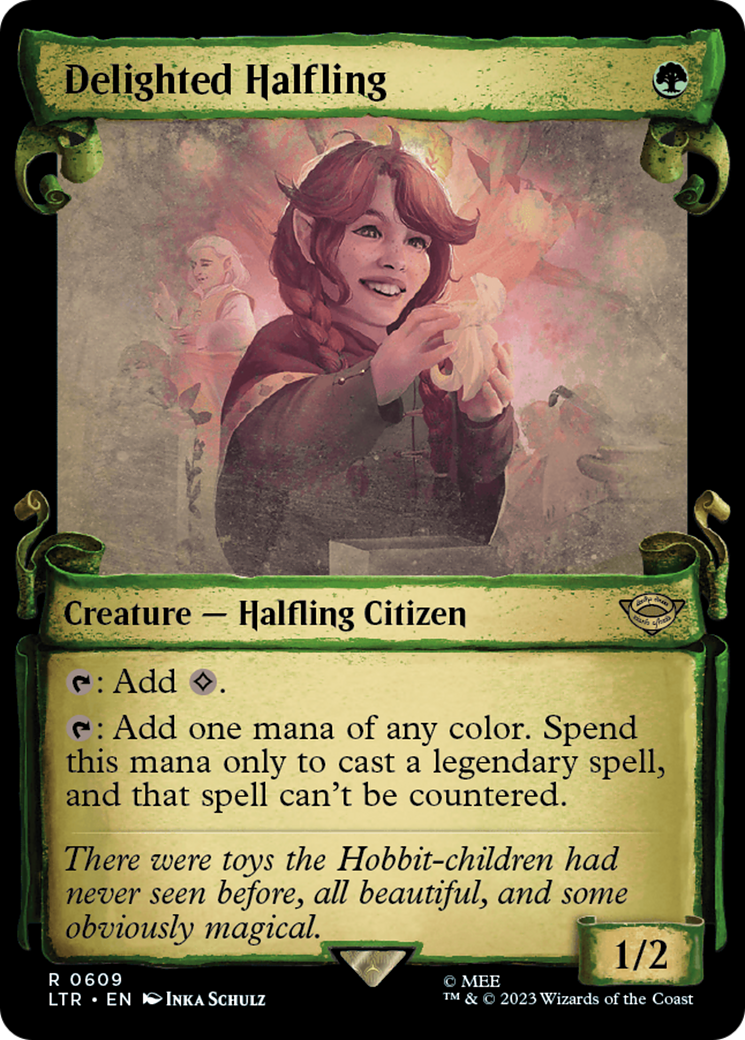 Delighted Halfling (Showcase Scrolls) (Showcase) (609) Foil - The Lord of the Rings: Tales of Middle-earth