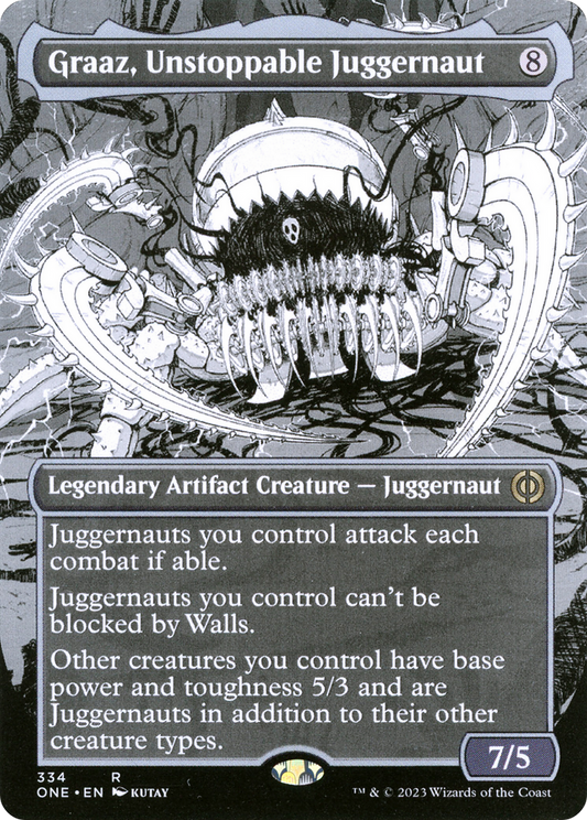 Graaz, Unstoppable Juggernaut (Borderless) (Showcase) (334) - Phyrexia: All Will Be One