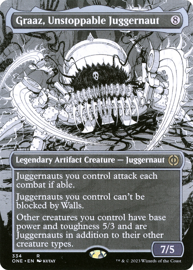 Graaz, Unstoppable Juggernaut (Borderless) (Showcase) (334) Foil - Phyrexia: All Will Be One
