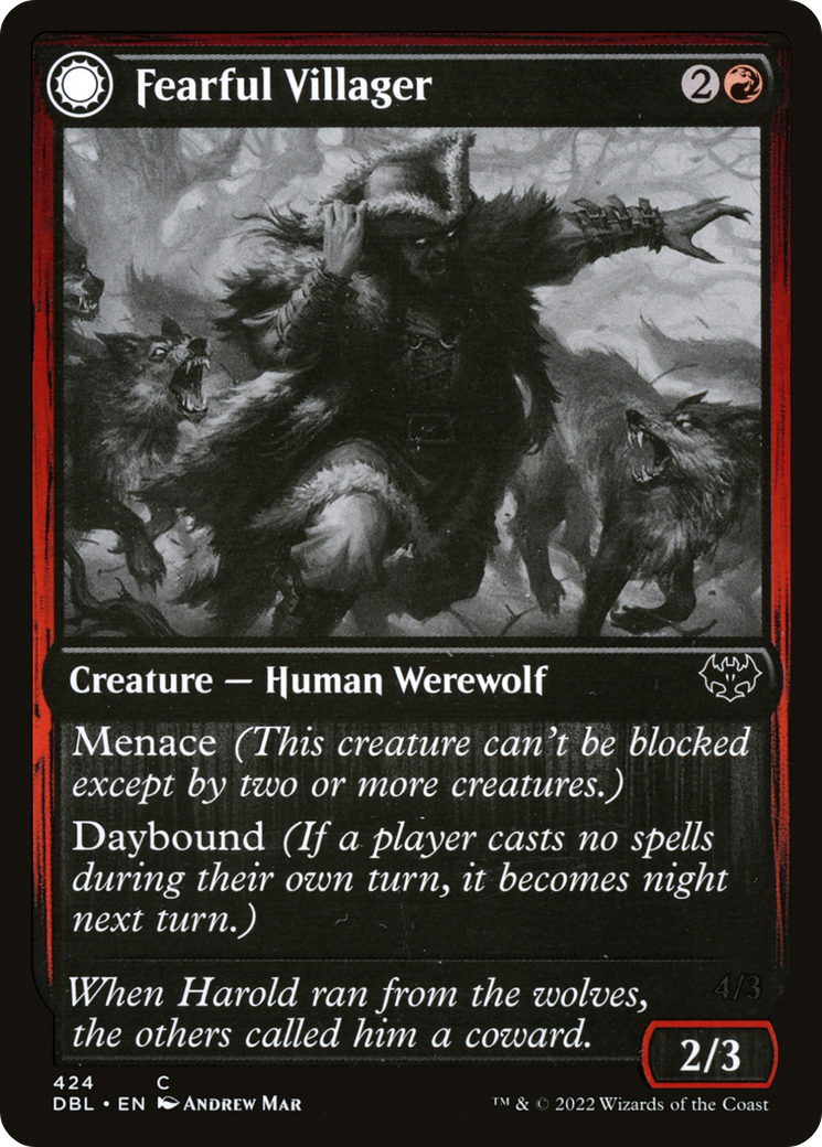 Fearful Villager // Fearsome Werewolf (424) Foil - Innistrad: Double Feature