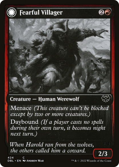 Fearful Villager // Fearsome Werewolf (424) Foil - Innistrad: Double Feature