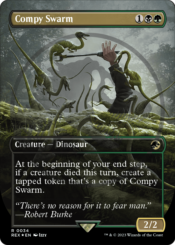 Compy Swarm (Borderless) (034) Embossed Foil - Jurassic World Collection
