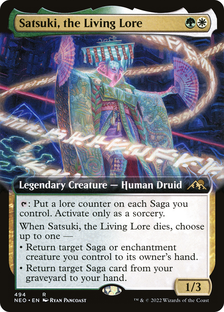 Satsuki, the Living Lore (Extended Art) (494) Foil - Kamigawa: Neon Dynasty