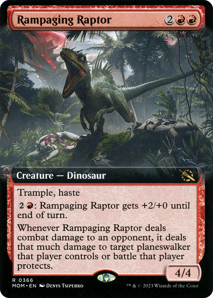Rampaging Raptor (Extended Art) (366) Foil - March of the Machine