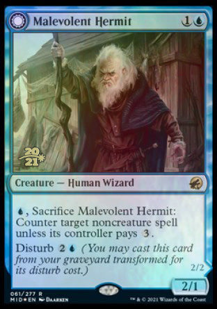 Malevolent Hermit // Benevolent Geist (61s) Foil - Innistrad: Midnight Hunt Promos