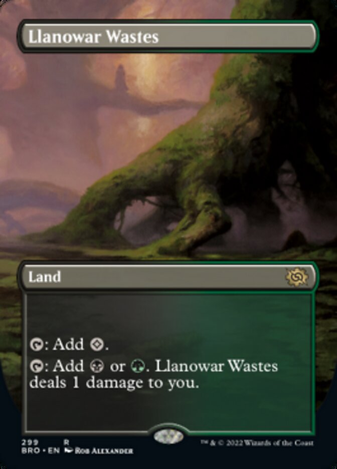 Llanowar Wastes (Borderless Alternate Art) [The Brothers' War] | Silver Goblin