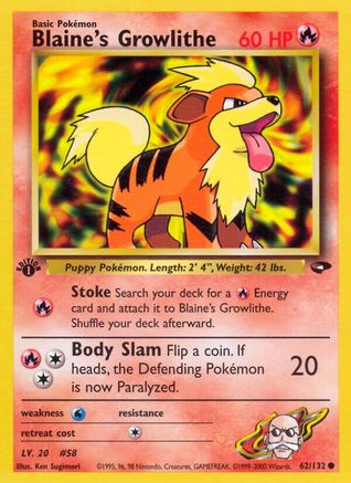 Blaine's Growlithe (62/132) [Gym Challenge 1st Edition] | Silver Goblin